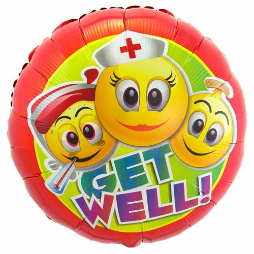 Smiley Get Well Folieballon - 45cm 
