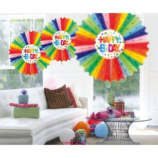 Folat Honeycomb Fan met Deco Rainbow Dots - 45cm