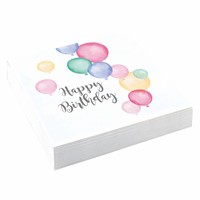 Servetten Happy Birthday Pastel - 20st - 33x33cm