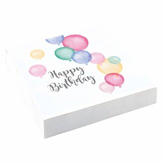 Amscan Servetten Happy Birthday Pastel - 20st - 33x33cm