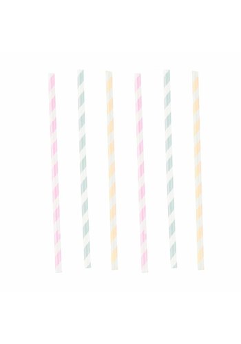 Paper Straws Happy Birthday Pastel - 12st 