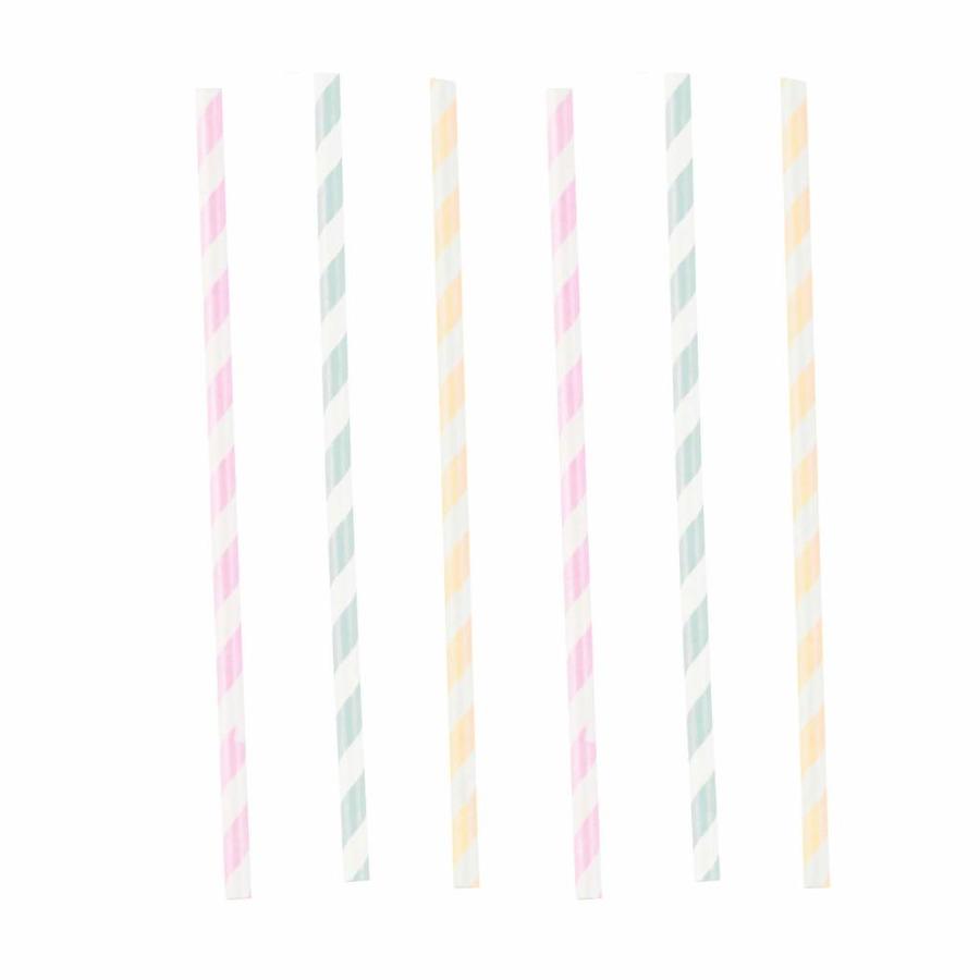 Paper Straws Happy Birthday Pastel - 12st-1
