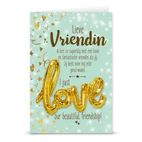 Wenskaart Love Balloon - Lieve Vriendin