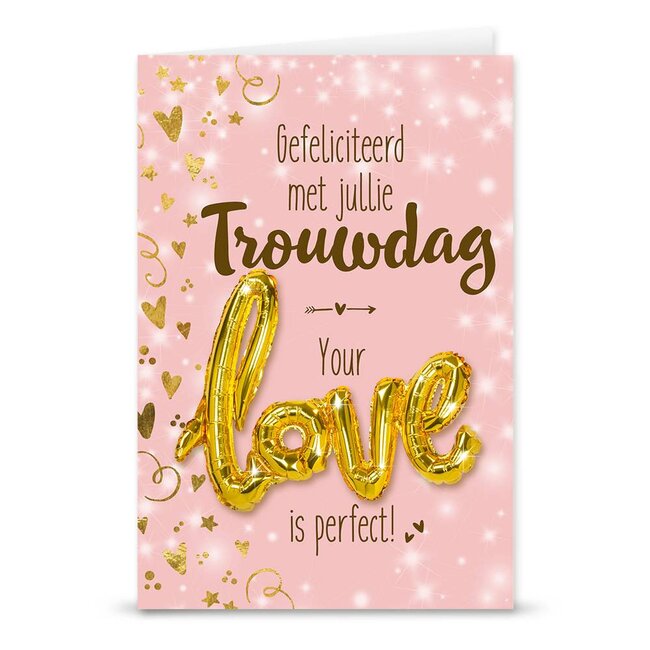Wenskaart Love Balloon - Trouwdag