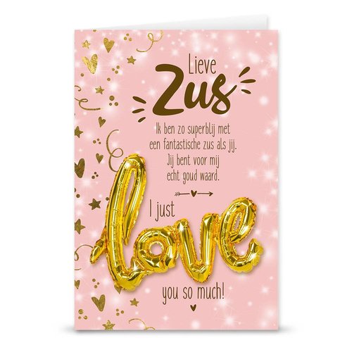 Wenskaart Love Balloon - Zus 