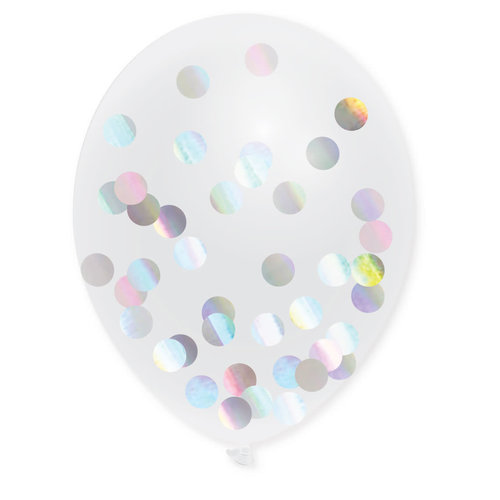 Confetti ballonnen Holographic - 30cm - 5 stuks 