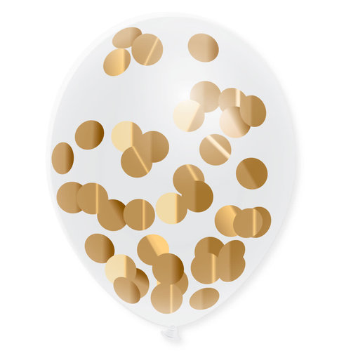 Confetti ballonnen Goud - 30cm - 5 stuks 