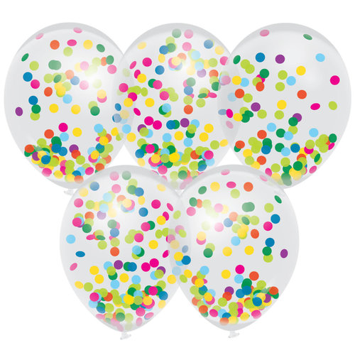 Confetti ballonnen Multi Color - 30cm - 5 stuks 