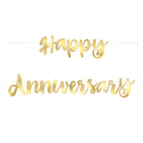 Letter banner Happy Anniversary - Goud - 1.82mtr 