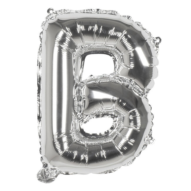 Folieballon B zilver - lucht gevuld - 36 cm