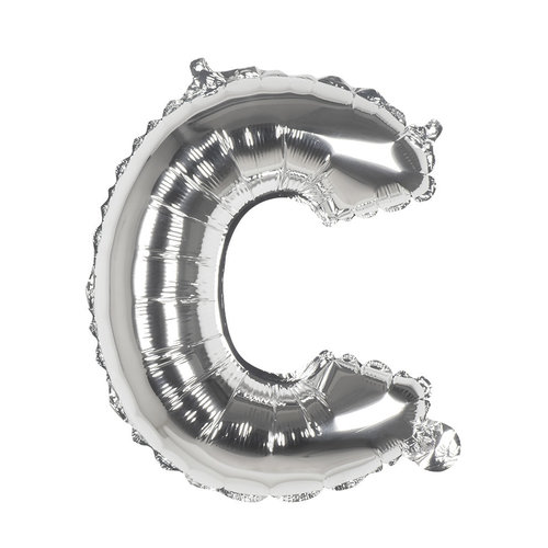 Folieballon C zilver - lucht gevuld - 36 cm 