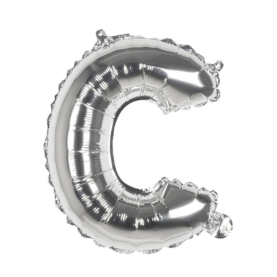 Folieballon C zilver - lucht gevuld - 36 cm-1