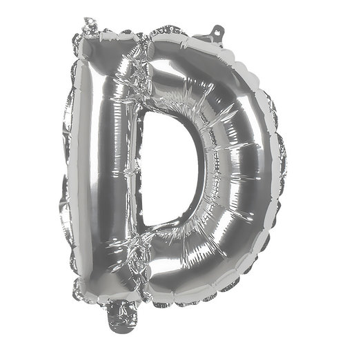Folieballon D zilver - lucht gevuld - 36 cm 