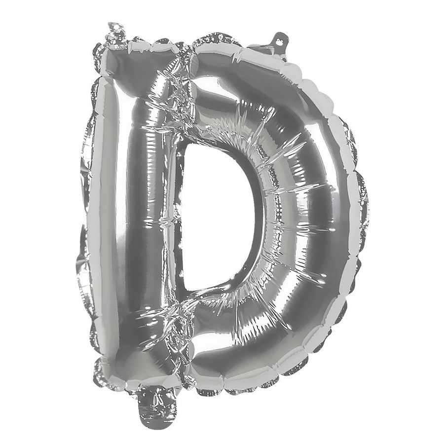 Folieballon D zilver - lucht gevuld - 36 cm-1