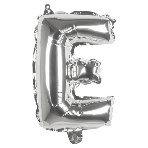Folieballon E zilver - lucht gevuld - 36 cm 