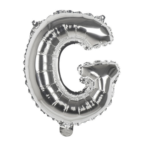 Folieballon G zilver - lucht gevuld - 36 cm 