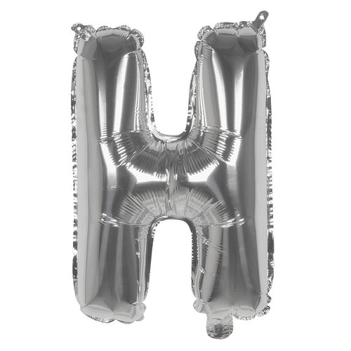 Folieballon H zilver - lucht gevuld - 36 cm 