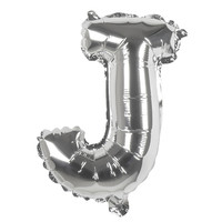 Folieballon J zilver - lucht gevuld - 36 cm