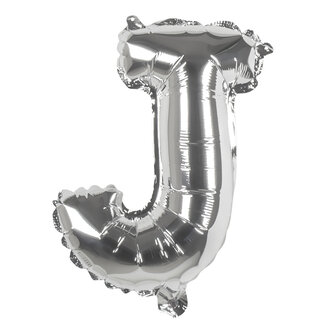 Globos Folieballon J zilver - lucht gevuld - 36 cm