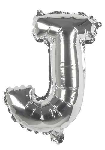 Folieballon J zilver - lucht gevuld - 36 cm 