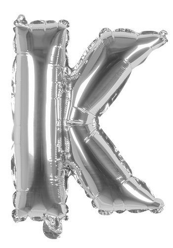 Folieballon K zilver - lucht gevuld - 36 cm 