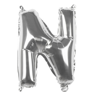 Globos Folieballon N zilver - lucht gevuld - 36 cm