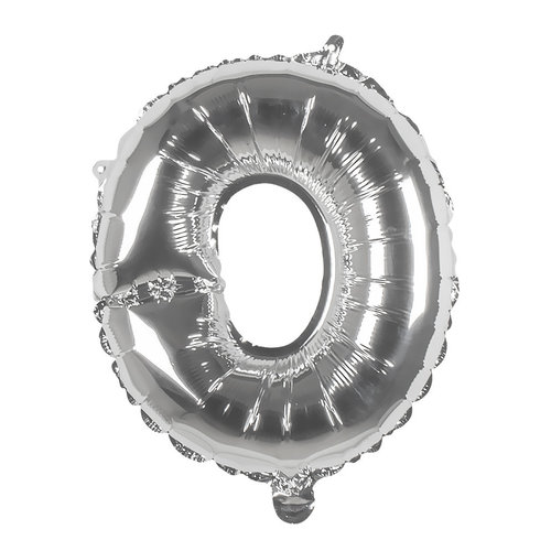 Folieballon O zilver - lucht gevuld - 36 cm 
