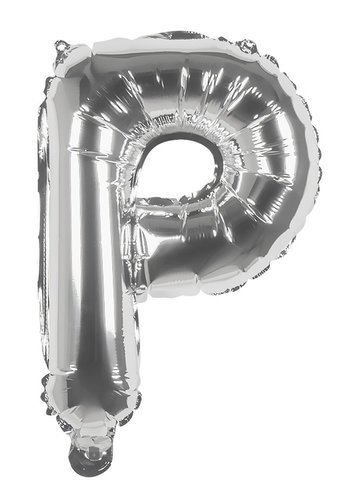 Folieballon P zilver - lucht gevuld - 36 cm 