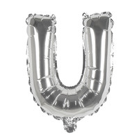 Folieballon U zilver - lucht gevuld - 36 cm