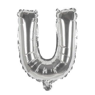 Globos Folieballon U zilver - lucht gevuld - 36 cm