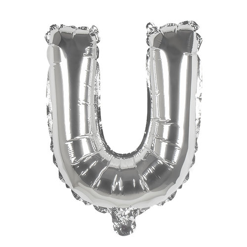 Folieballon U zilver - lucht gevuld - 36 cm 