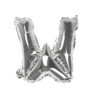 Globos Folieballon W zilver - lucht gevuld - 36 cm