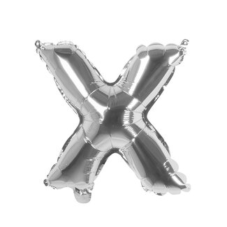 Globos Folieballon X zilver - lucht gevuld - 36 cm
