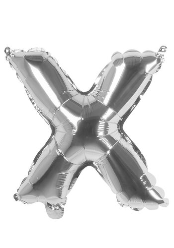 Folieballon X zilver - lucht gevuld - 36 cm 