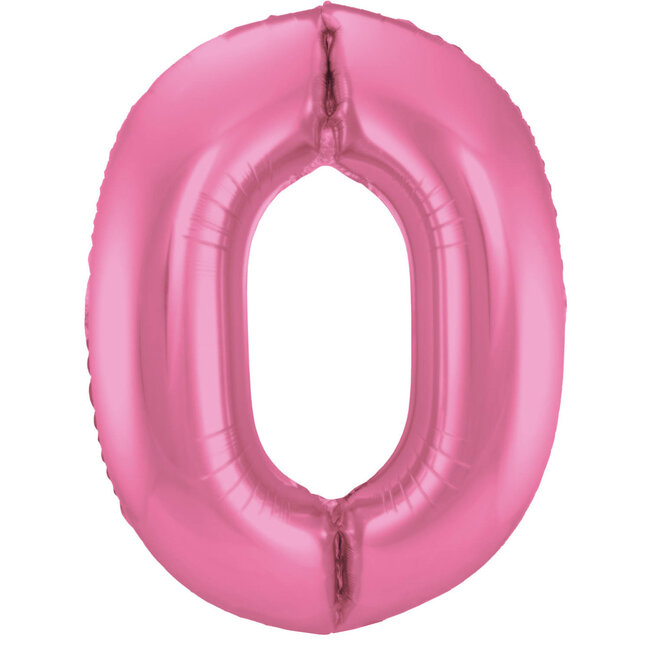 Folieballon Cijfer 0 Mat Roze