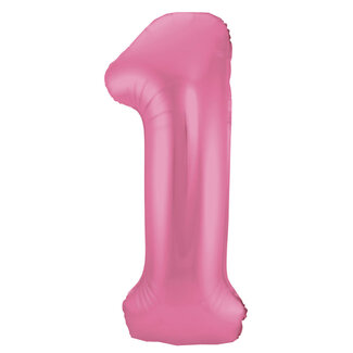 Folatex Folieballon Cijfer 1 Mat Roze