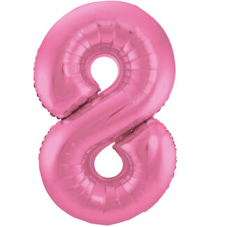 Globos Folieballon Cijfer 8 Mat Roze