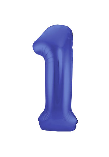 Folieballon Cijfer 1 Mat Blauw 