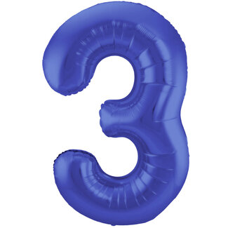 Folatex Folieballon Cijfer 3 Mat Blauw Folatex Folieballon Cijfer 3 Mat Blauw