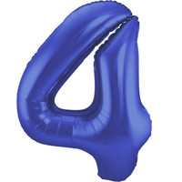 Folieballon Cijfer 4 Mat Blauw