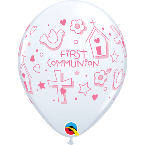 Helium Ballon First Communion - Roze (28cm) 