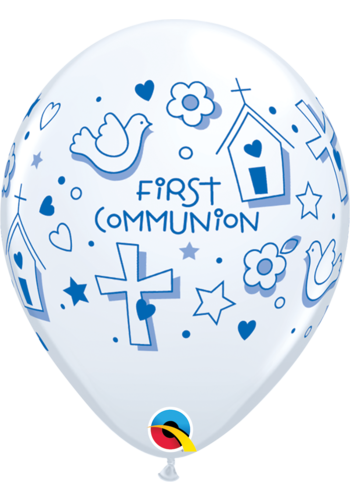 Helium Ballon First Communion - Blauw (28cm) 