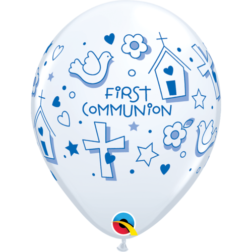 Helium Ballon First Communion - Blauw (28cm) 