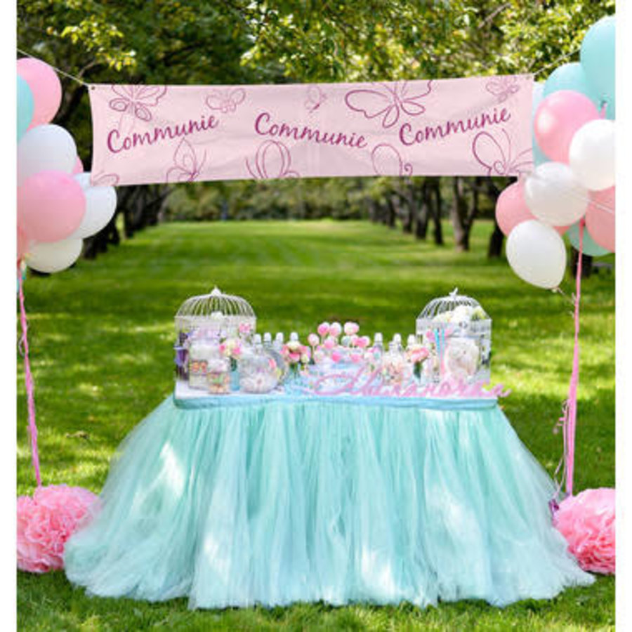 horizon fee Vakantie Communie Banner meisje - 180x40cm - Zorg voor Party online feestartikelen  en ballondecoraties