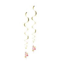 Decoratie swirls Flamingo - 2 stuks - 85cm