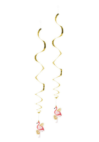 Decoratie swirls Flamingo - 2 stuks - 85cm 