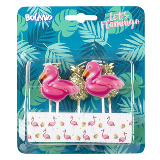Boland Kaarsjes Flamingo/ananas - 5 stuks