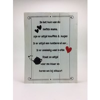 Tekstbord "Huis van de liefste Mama" - 30x40 cm rand