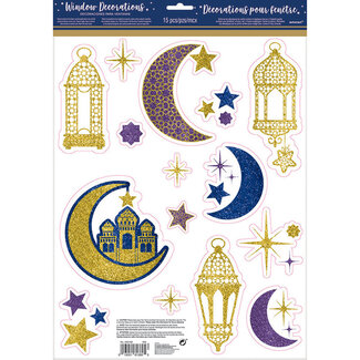 Amscan Raamstickers Eid Glitter - 15 stuks