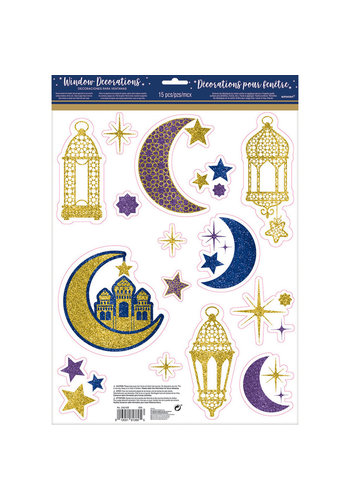 Raamstickers Eid Glitter - 15 stuks 